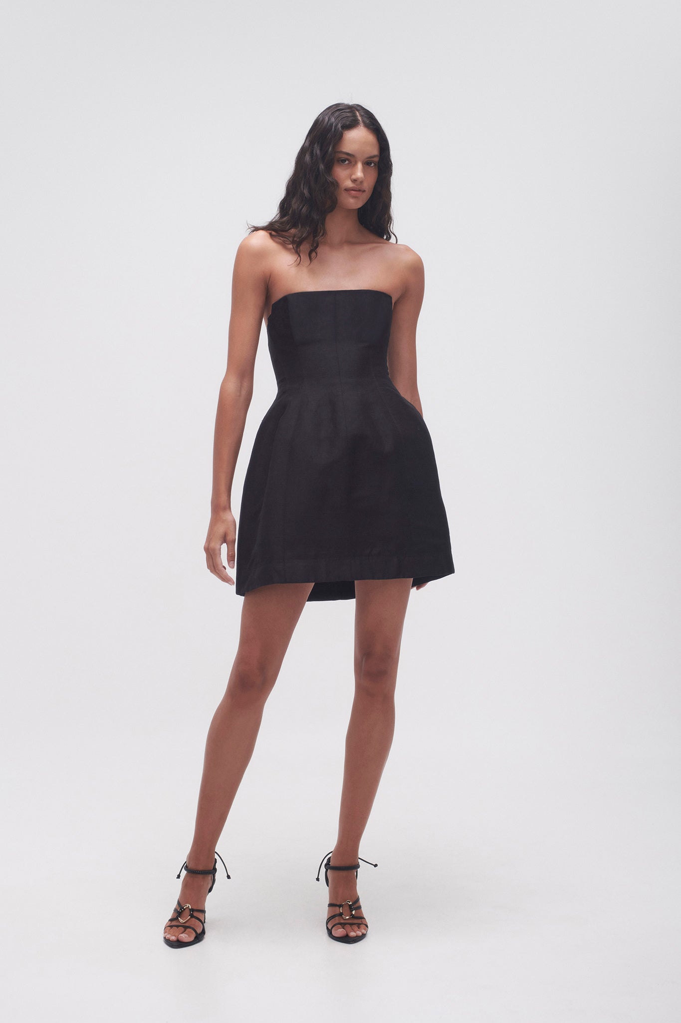 black strapless mini dress